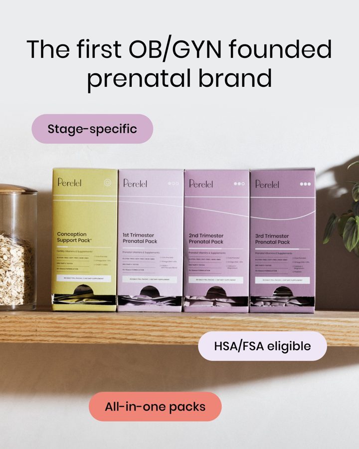 Perelel ad. Angle: The first OB/GYN-founded prenatal brand
