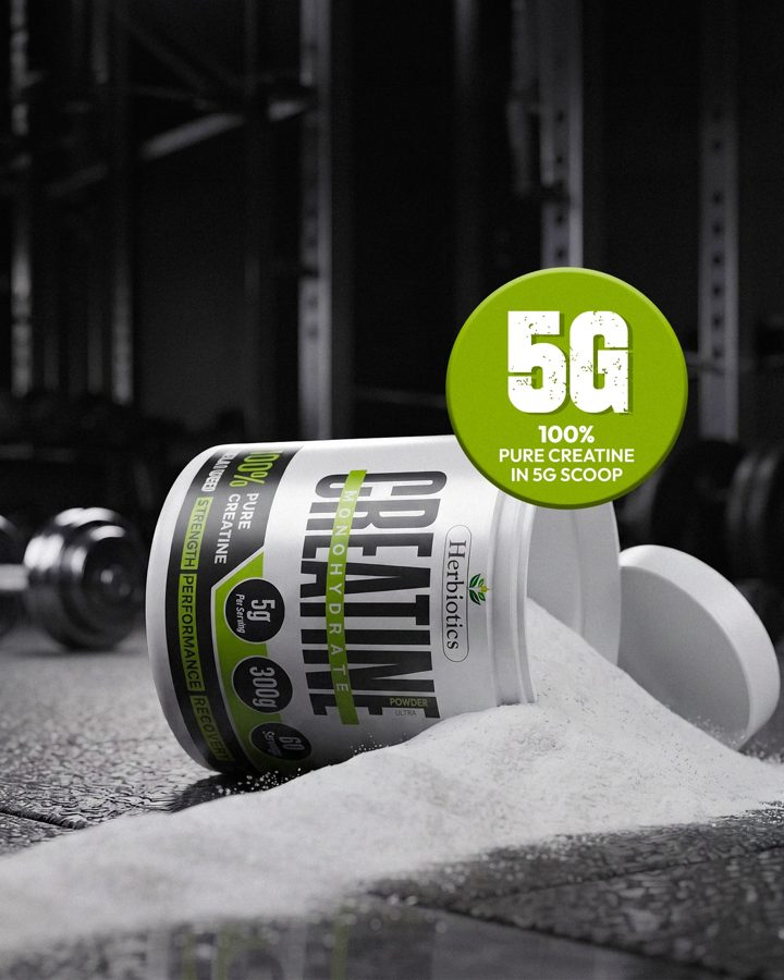 Herbiotics ad. Angle: 5g per serving, 60 servings, 100% pure