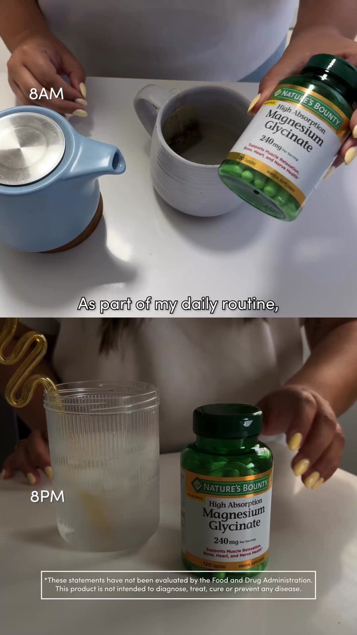 Nature's Bounty ad. Angle: Morning and evening: two capsules, part of my day