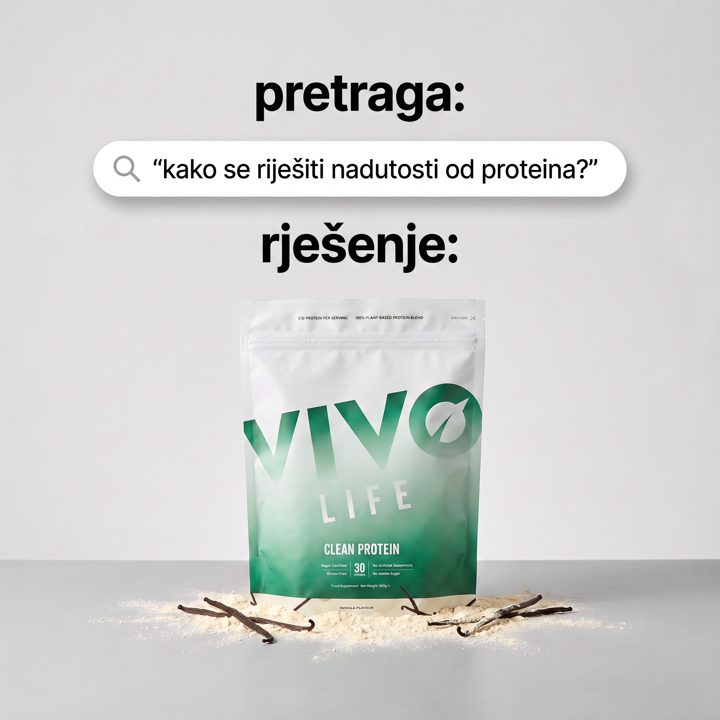 Vivo Life ad. Angle: Tired of bloating after every protein shake?