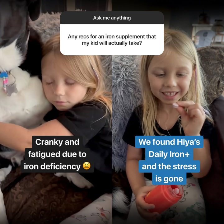 Hiya Health ad. Angle: Parents: ever stress if your kid gets enough iron?
