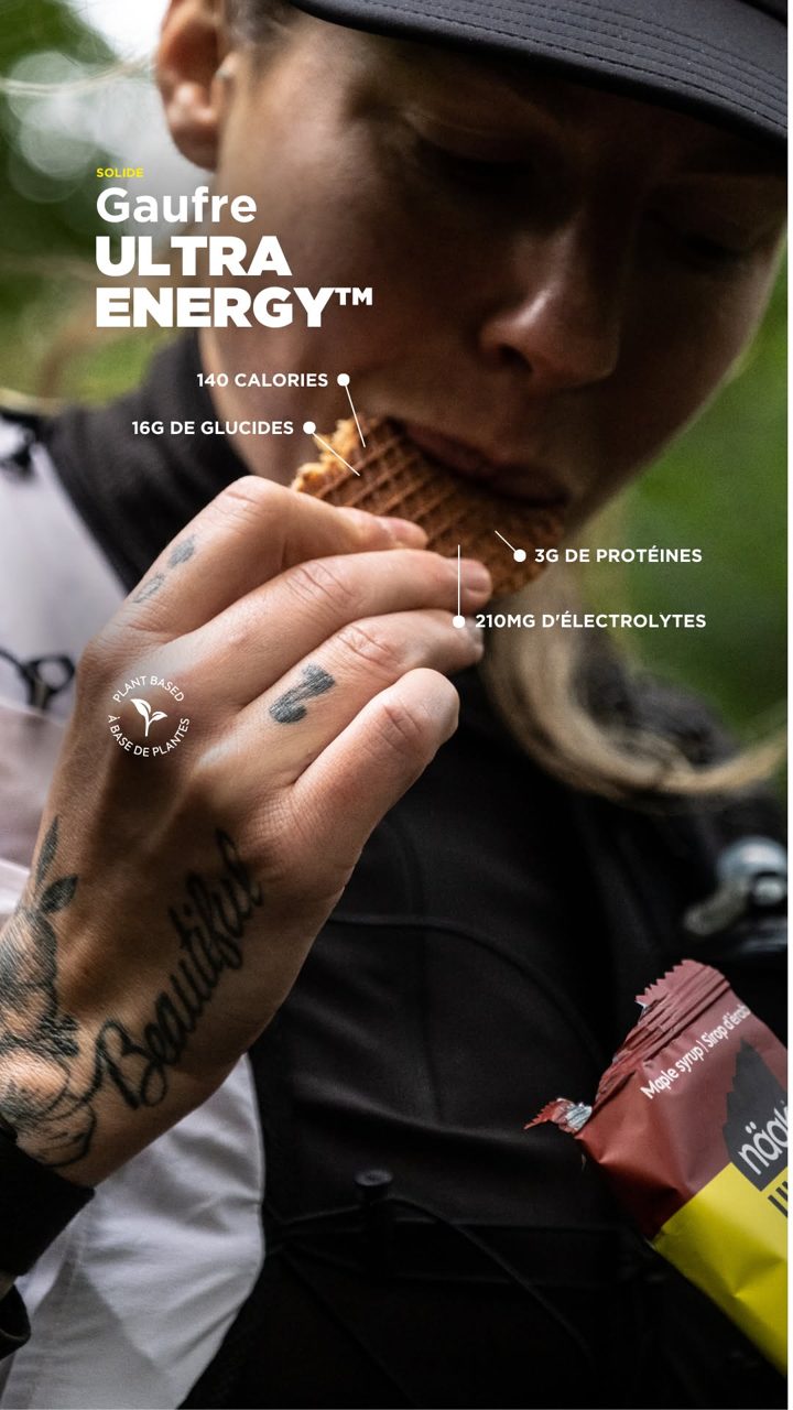 Näak ad. Angle: Carbs + protein waffles to avoid sugar crashes
