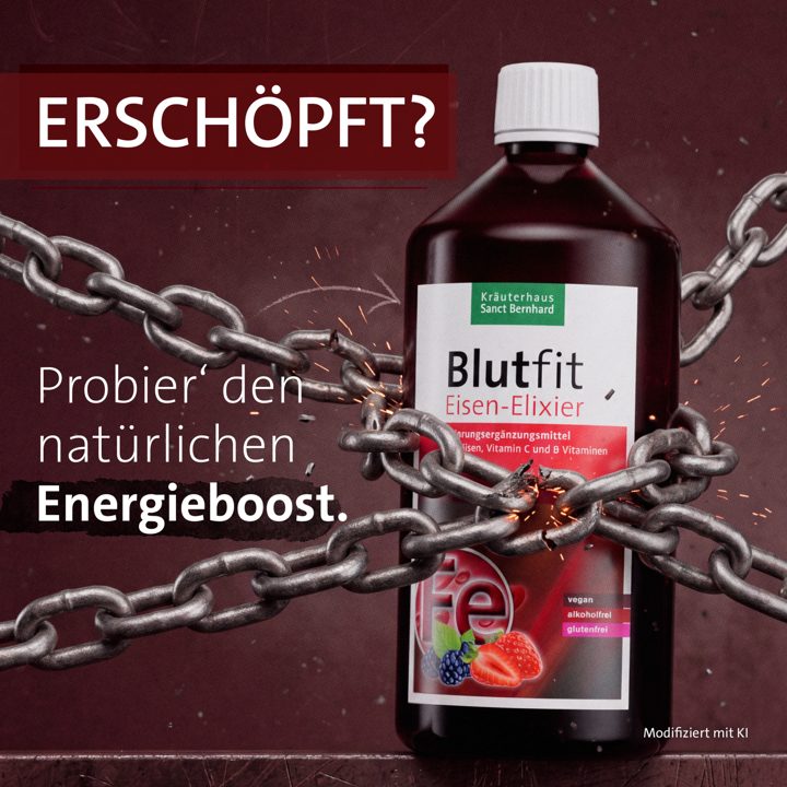 Kräuterhaus Sanct Bernhard ad. Angle: More energy every day: iron with vitamin C and B vitamins
