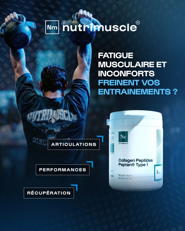 Nutrimuscle ad. Angle: Muscle fatigue and aches slowing your training?