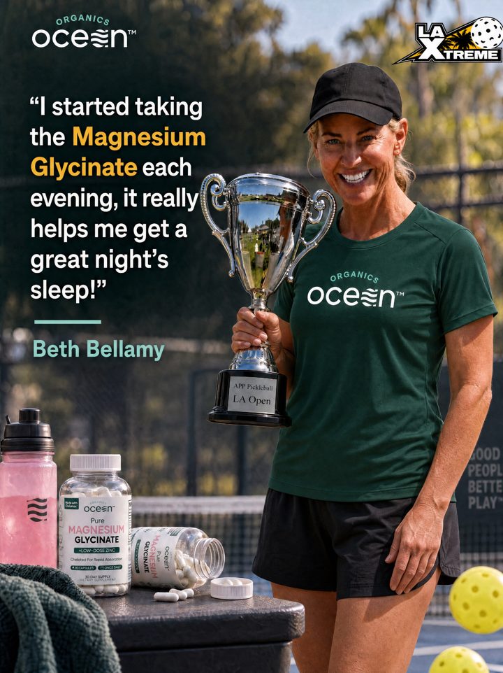 Organics Ocean ad. Angle: Peak performance on the court starts with deep rest the night before