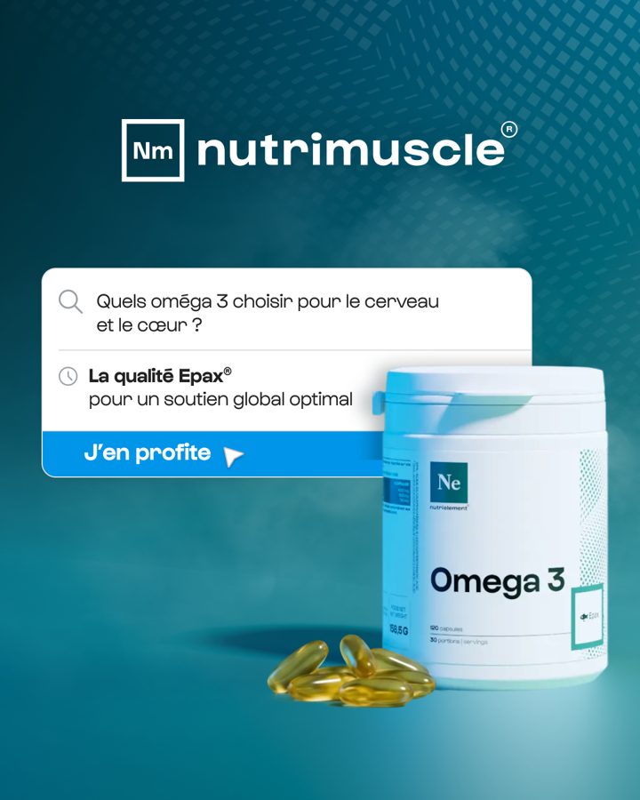 Nutrimuscle ad. Angle: Which omega-3 for brain and heart? The purity answer
