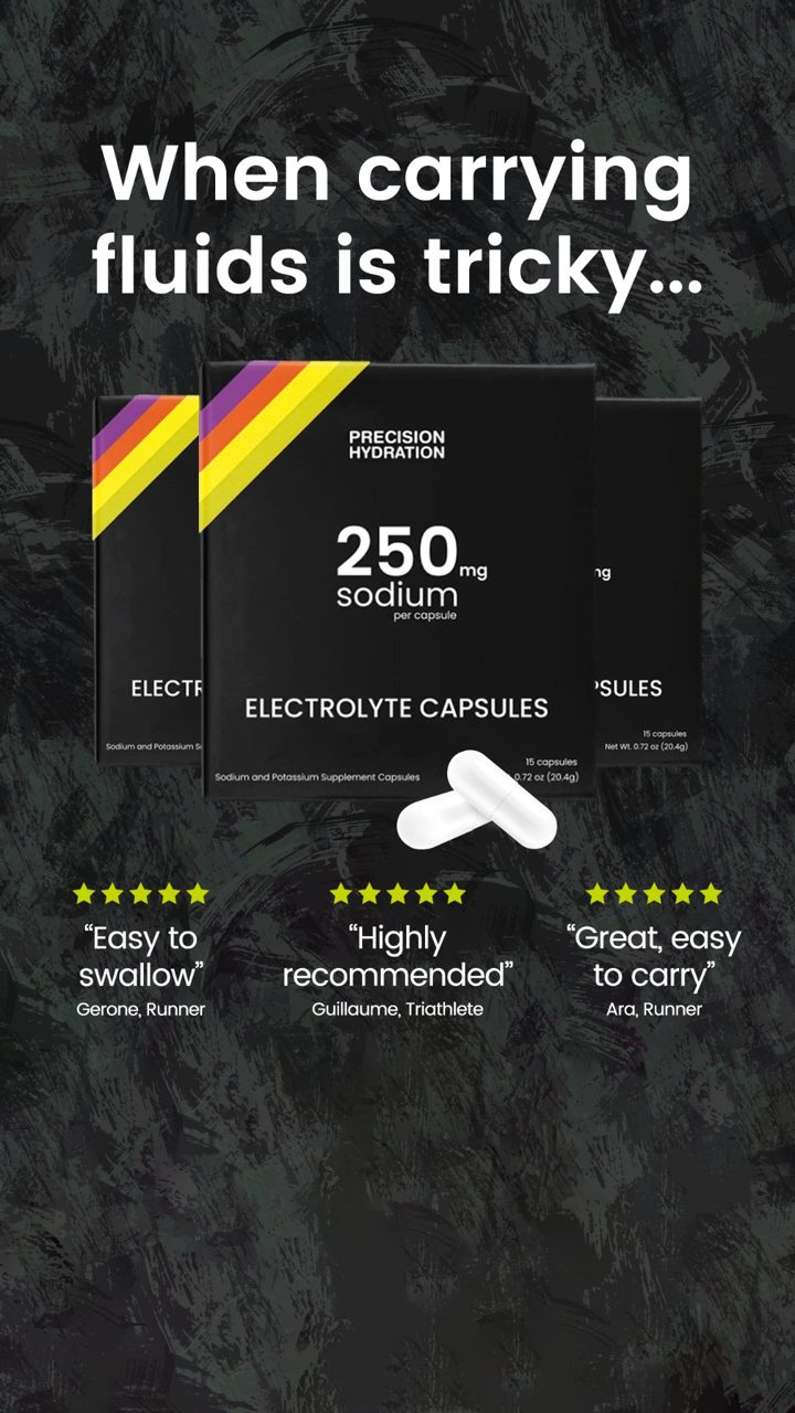 Precision Fuel & Hydration ad. Angle: When carrying fluids is tricky
