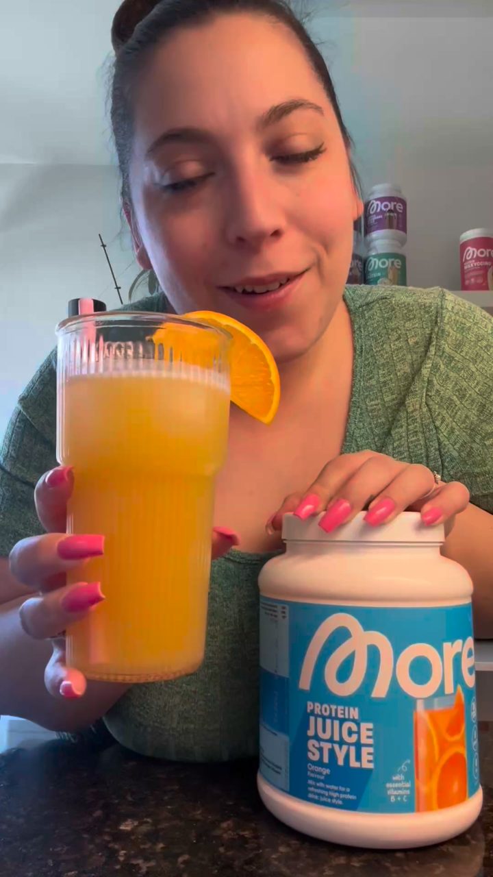 More Nutrition ad. Angle: Tastes like juice, has up to 25g protein
