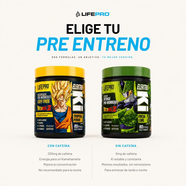 Life Pro Nutrition ad. Angle: Two formulas: with 200mg caffeine or without