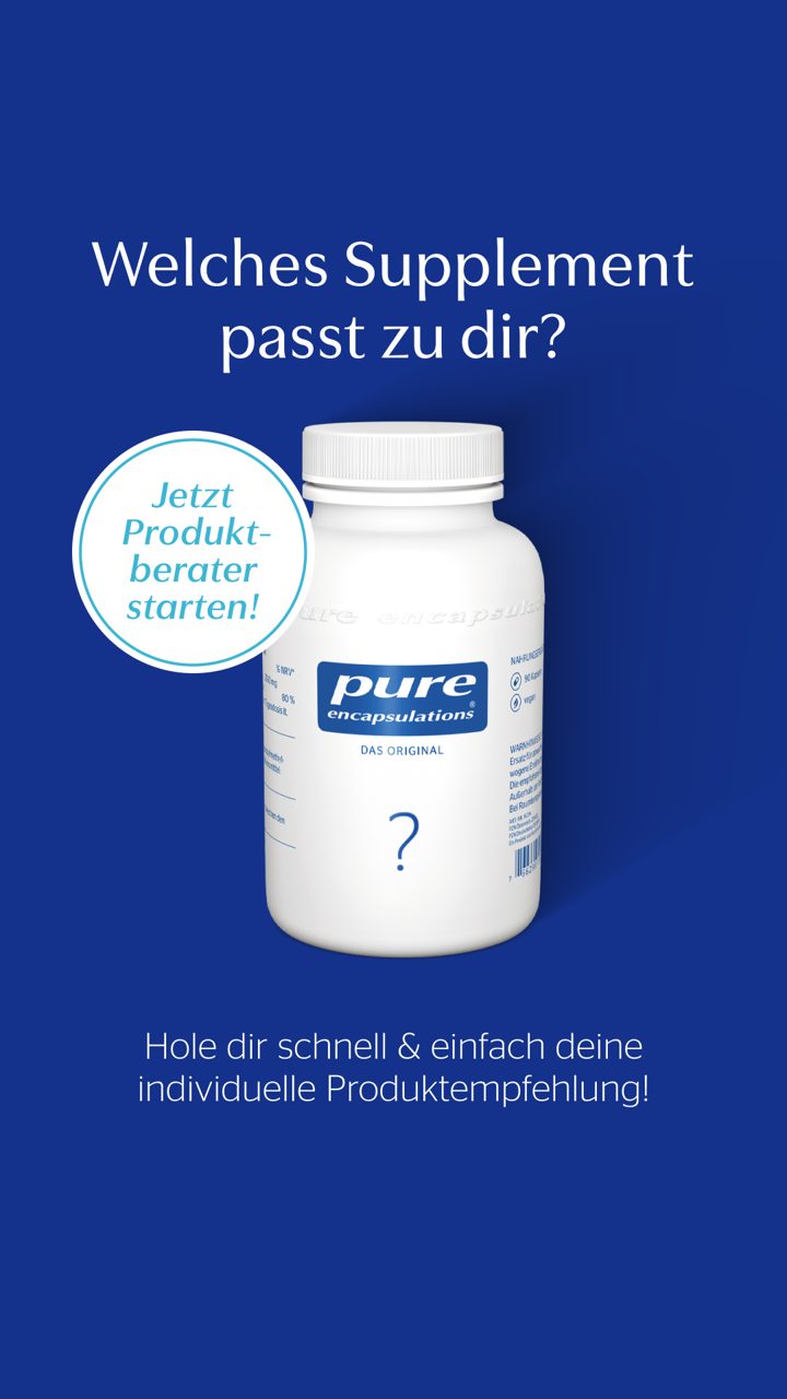 Pure Encapsulations ad. Angle: Not sure which supplement suits you? Use our product finder