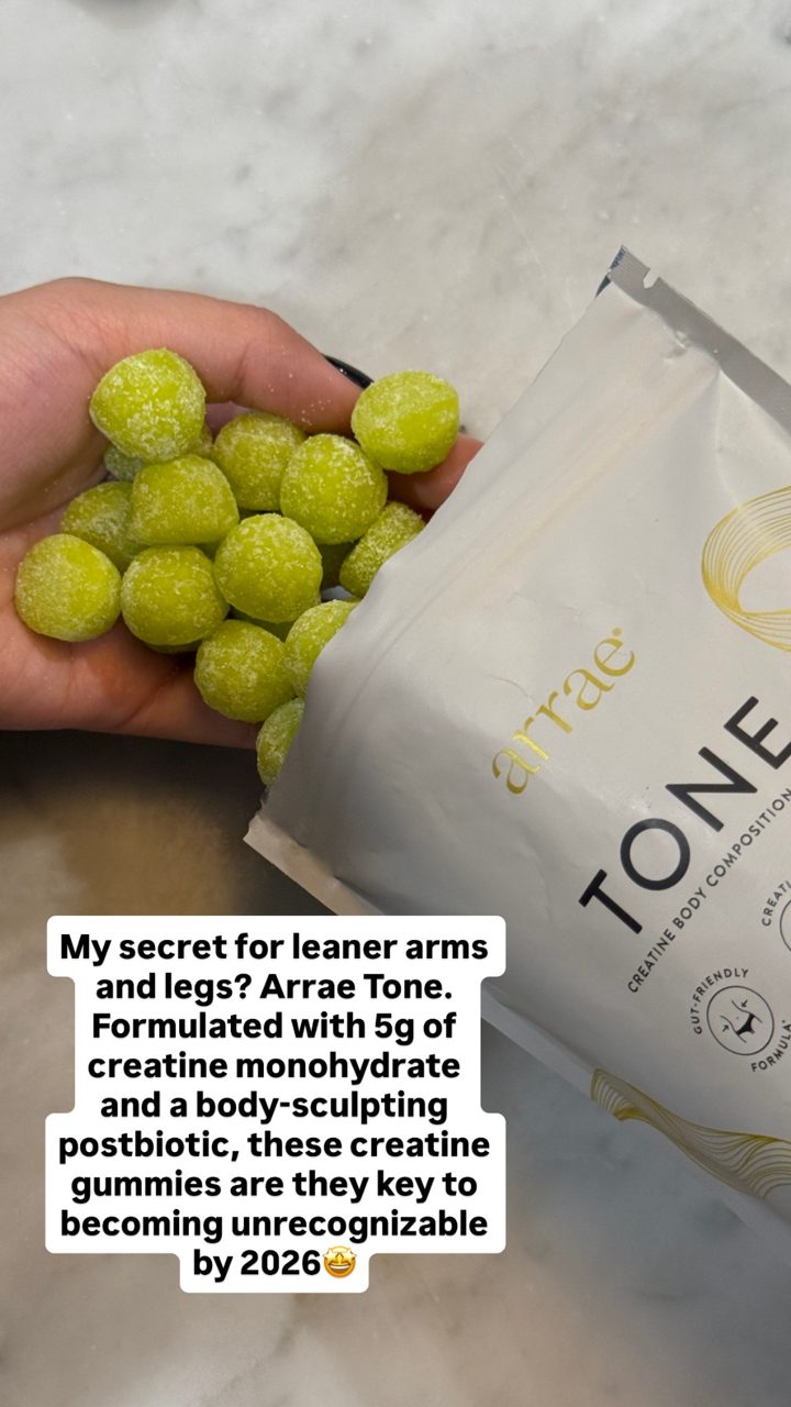 Arrae ad. Angle: Just dropped: creatine gummies that tone without the bulk