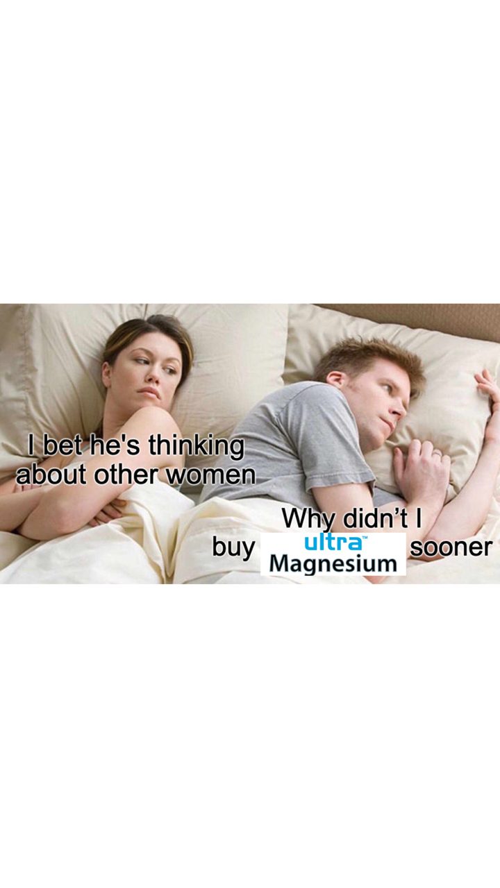 Vitabiotics ad. Angle: "He's thinking about other women" (he's thinking about magnesium)