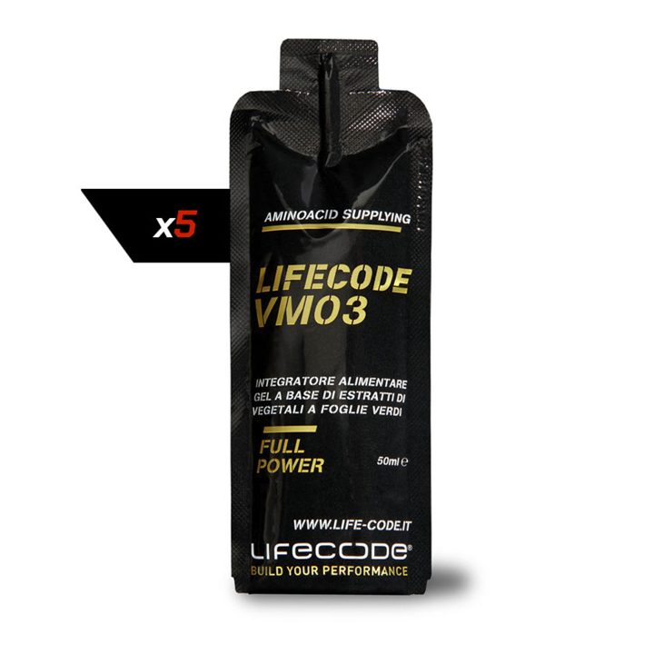 LifeCode ad. Angle: 5-pack Italian-made gels for every sport