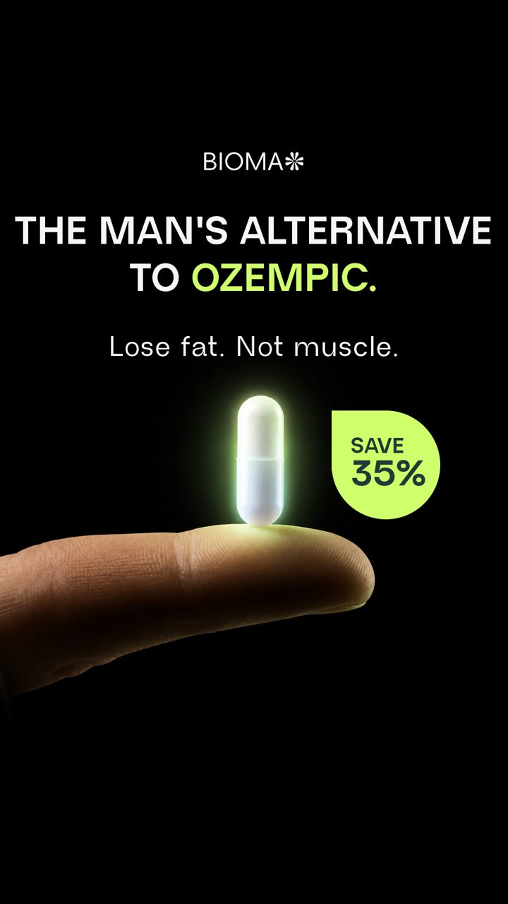 Bioma ad. Angle: Men are adding gut and metabolic support to their routine
