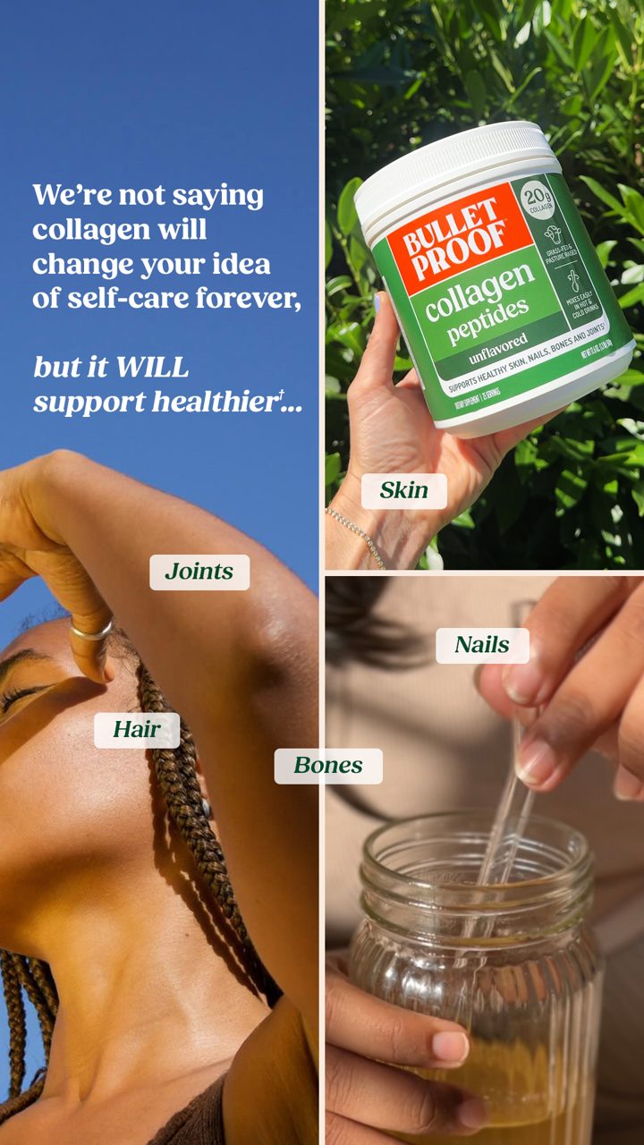 Bulletproof ad. Angle: One scoop, so many benefits, into anything you drink